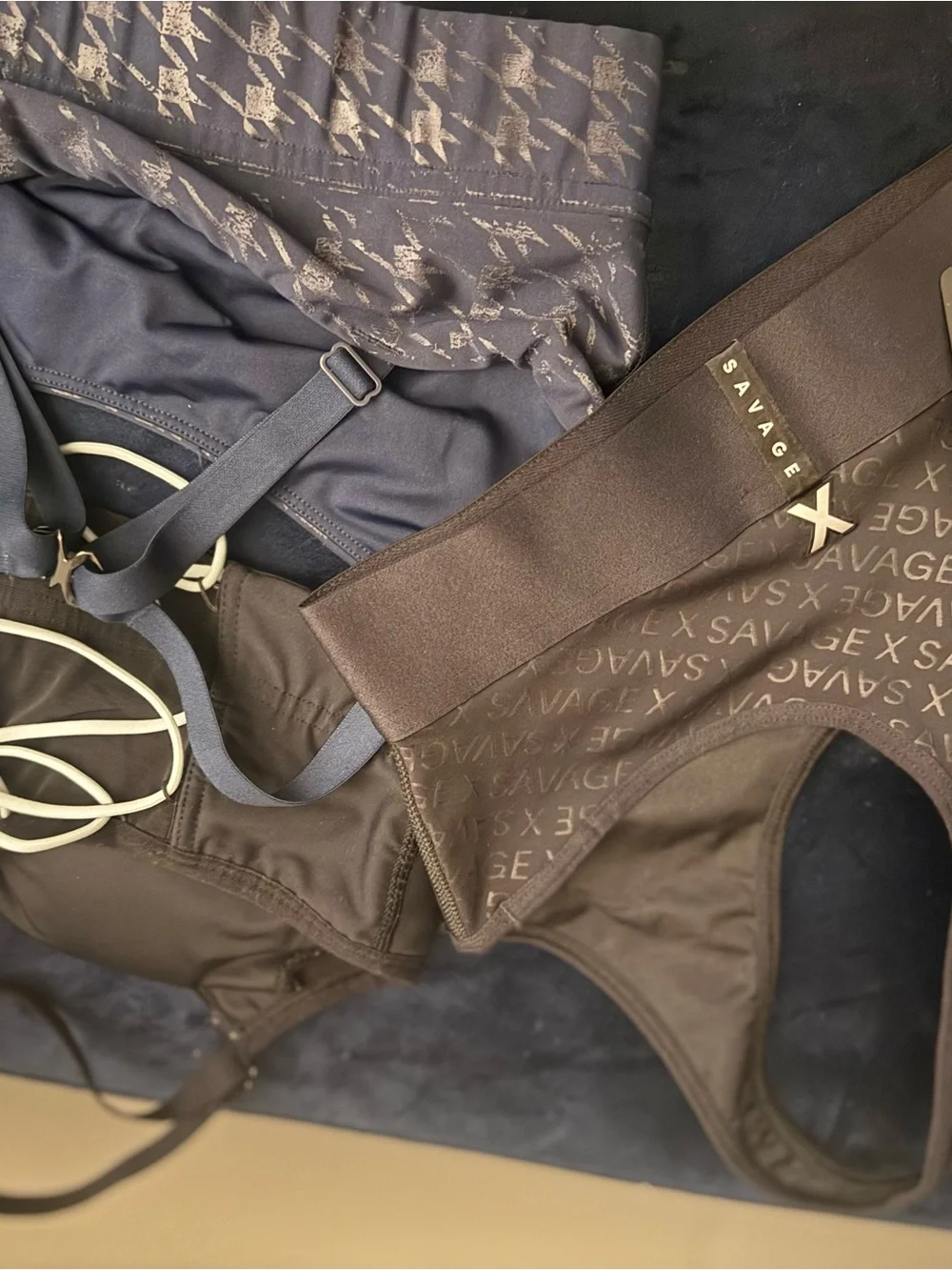 Savage X Fenty Black & Navy Patterned Sports Bras Duo